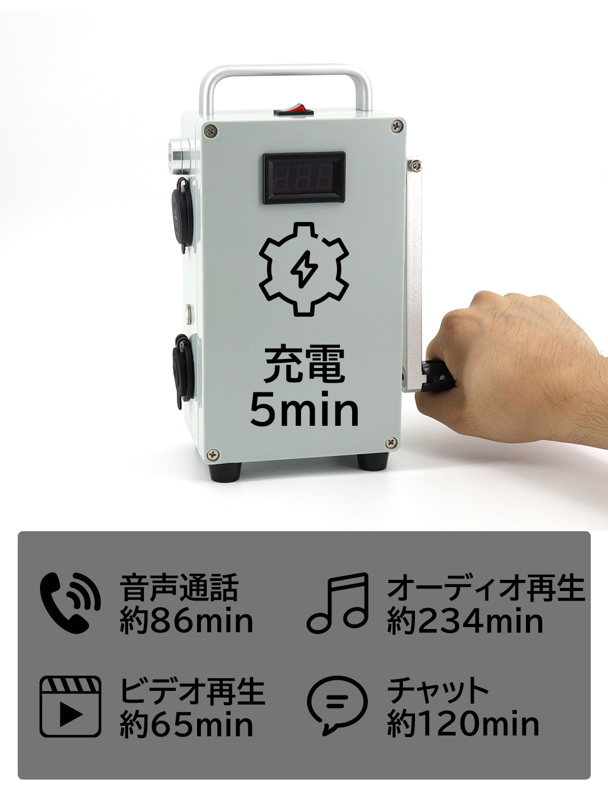 Maintenance unnecessary, available for many years! A portable hand held power generator "arrie" that can recharge sumatho in only a few minutes