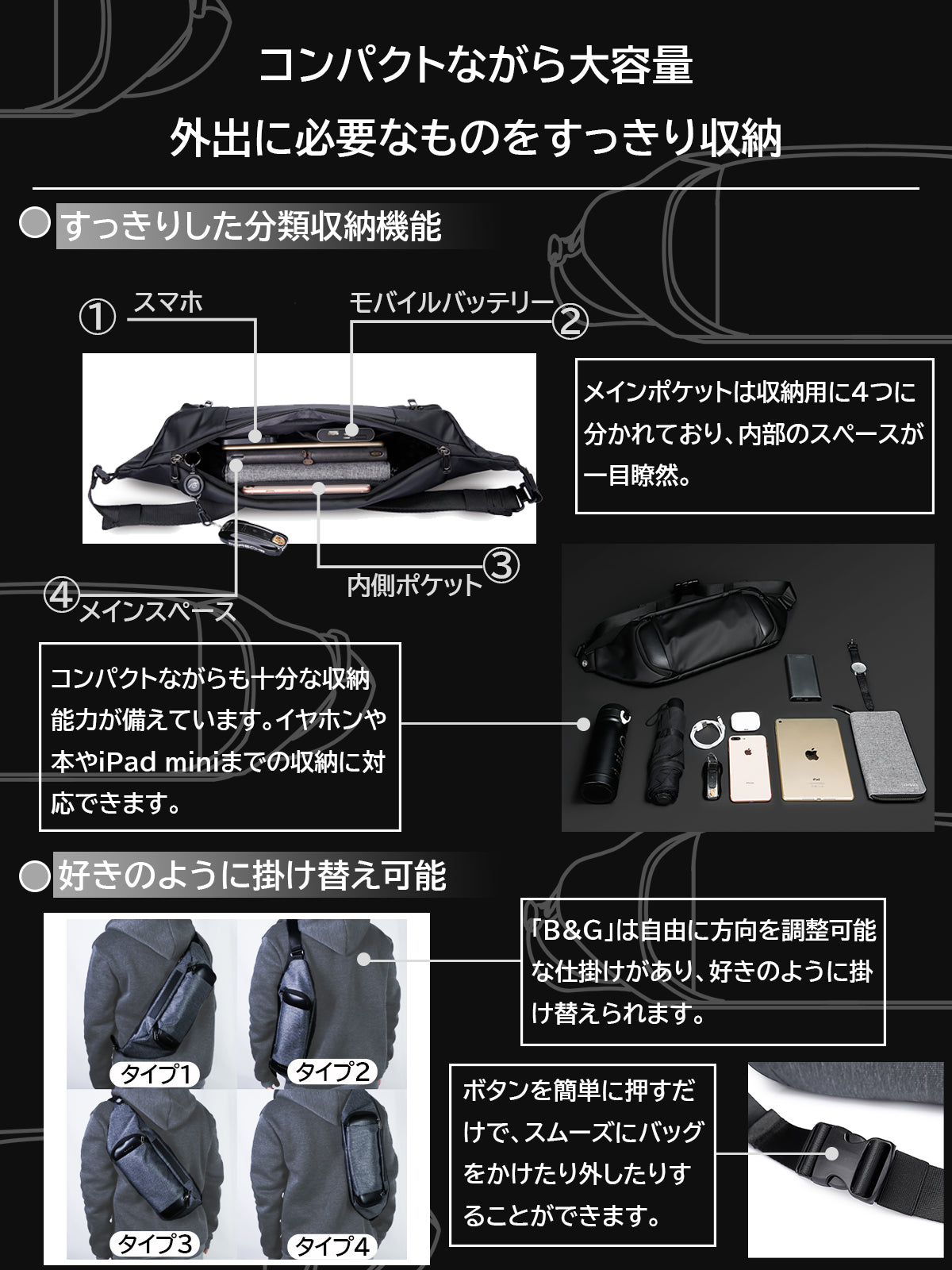 ボディバッグ「B&G」