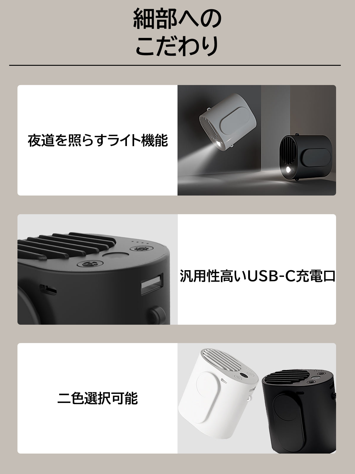 多機能ポータブル扇風機「WalkFan」